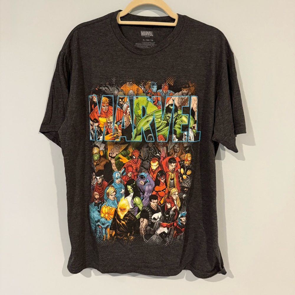 Marvel Men's Superhero Collage T-Shirt - Charcoal